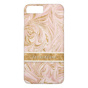 Coques Pour iPhone Jolies rose de motif marbré de feuille d'or par