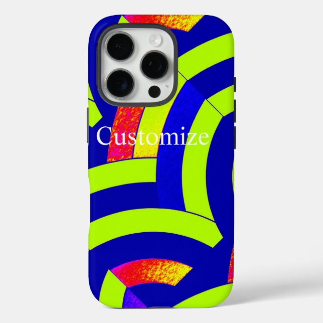 Coques Case-Mate iPhone jolis chevrons verts citron et bleu marine moderne (Verso)