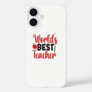 Coque Pour iPhone 16 Jolis Mondes Rouges Meilleure Typographie Enseigna