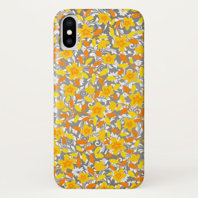 Coques Case-Mate iPhone Jolis motifs de fleurs orange jaune blanc (Dos)