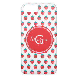 Coque Case-Mate Pour iPhone Jolis motifs de fraise rouges et blancs avec monog