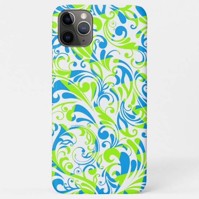 Coques Case-Mate iPhone Jolis motifs floraux mixtes bleu vert (Dos)