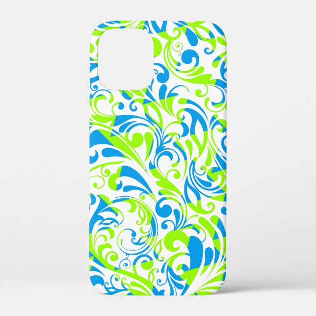 Coques Case-Mate iPhone Jolis motifs floraux mixtes bleu vert (Verso)