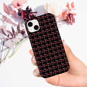 Coque Case-Mate iPhone Jolis nœuds roses romantiques et cœurs rouges