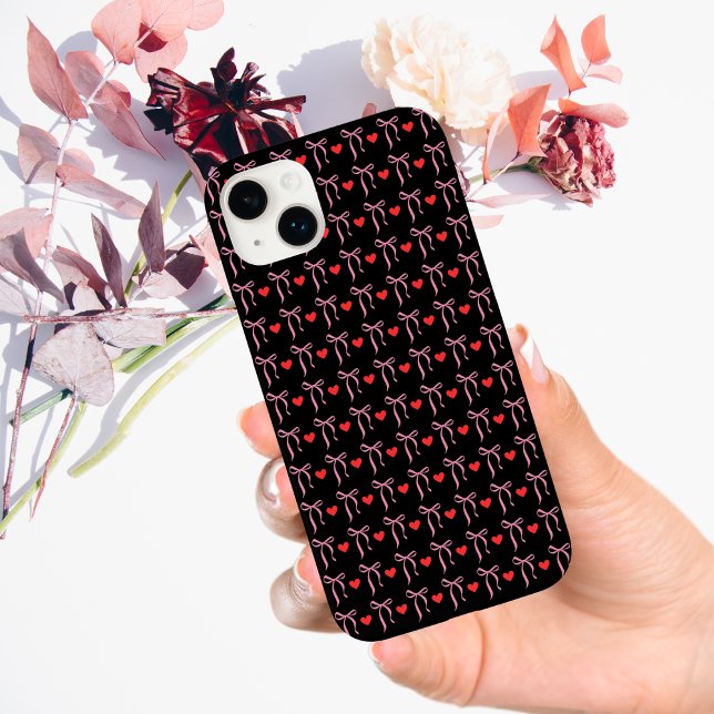 Coques Case-Mate iPhone Jolis nœuds roses romantiques et cœurs rouges (Créateur téléchargé)