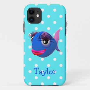 Coque Case-Mate iPhone Jolis poissons de dessin animé drôles à pois perso