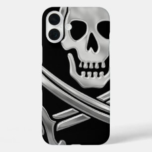 Coque Pour iPhone 16 Plus Jolly roger argenté
