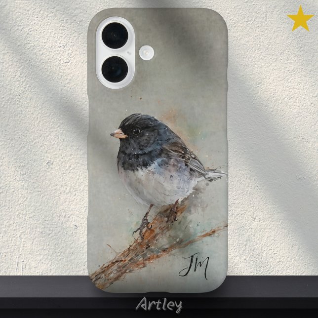 Coques Case-Mate iPhone Joncco foncé Peinture d'oiseaux Initiales Nom pers (Créateur téléchargé)
