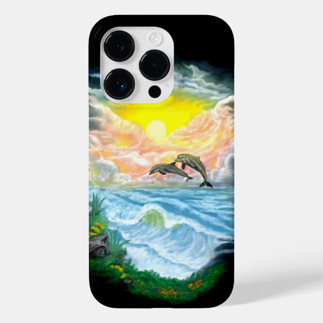 Coques Case-Mate iPhone Jouer aux dauphins sous le soleil (Verso)