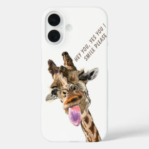 Coque Pour iPhone 16 Jouer Drôle Giraffe Tongue Out Coque-Mate iPhone