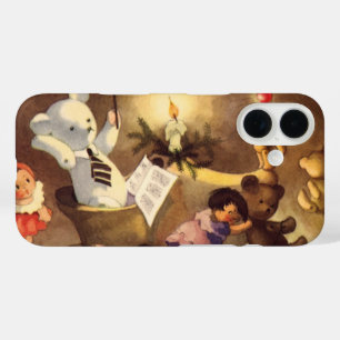 Coque Pour iPhone 16 Jouets de Noël vintage, poupées dansantes, ours en