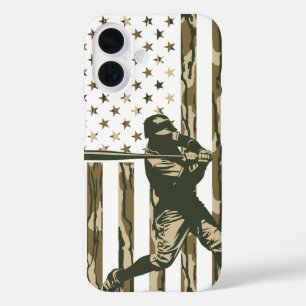 Coque Pour iPhone 16 Joueur de baseball American Flag USA Bottomland Ca