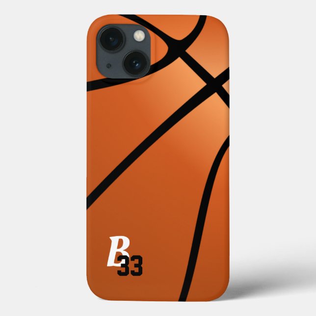 Coques Case-Mate iPhone Joueur de basket-ball Numéro Monogramme Sports (Verso)