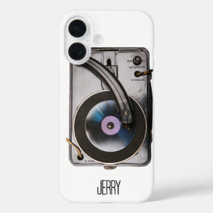 Coque Pour iPhone 16 Joueur de Disque Rétro Amateur de Vinyle Vintage