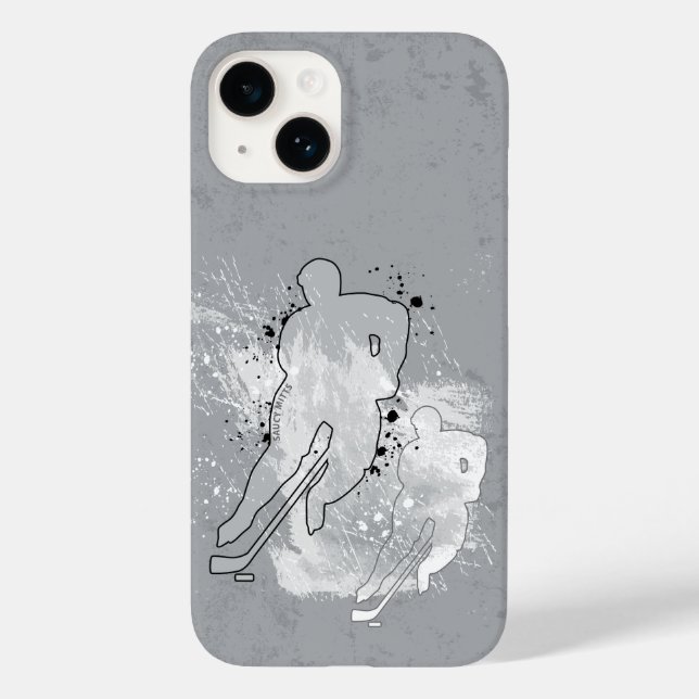 Coques Case-Mate iPhone Joueur de hockey double vision gris (Verso)
