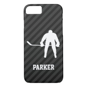 Coque iPhone 8/7 Joueur de hockey; Gris Noir & Noir