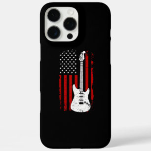 Coque iPhone 16 Pro Max Joueur de musique de guitare drapeau américain US