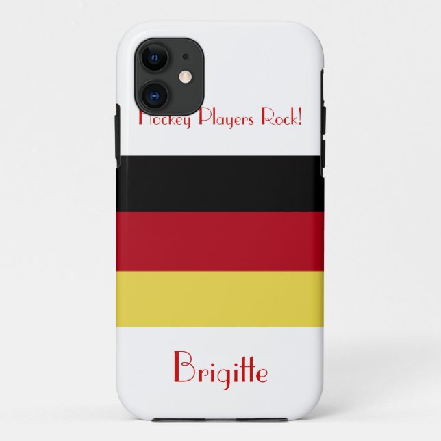 Coques Case-Mate iPhone Joueurs de hockey Rock!-drapeau allemand+Nom (Dos)