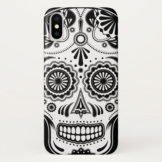 Coques Case-Mate iPhone Jour d'art crâne de sucre des morts B&W (Dos)