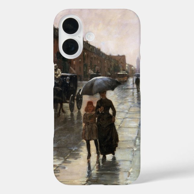 Coques Case-Mate iPhone Jour de pluie, Boston par Frederick Childe Hassam (Verso)