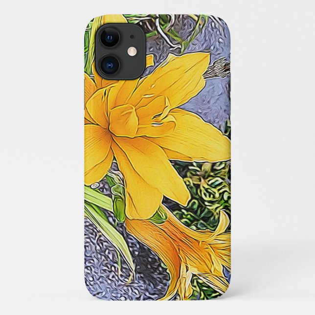 Coques Case-Mate iPhone Jour Jaune Doré Fleurs Lys Boud Girly Artwork (Dos)