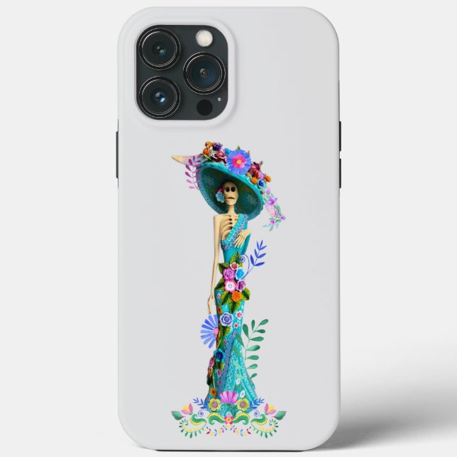 Coques Case-Mate iPhone Jour Turquoise & Rose de la Catrina Elégante Mort (Verso)