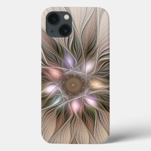 Coque Case-Mate iPhone Joyeuse Fleur Abstrait Beige Brown Floral Fractal
