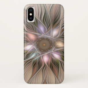 Coques Pour iPhone Joyeuse Fleur Abstrait Beige Brown Floral Fractal