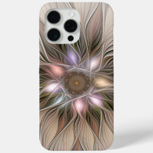 Coque Case-Mate iPhone Joyeuse Fleur Abstrait Beige Brown Floral Fractal
