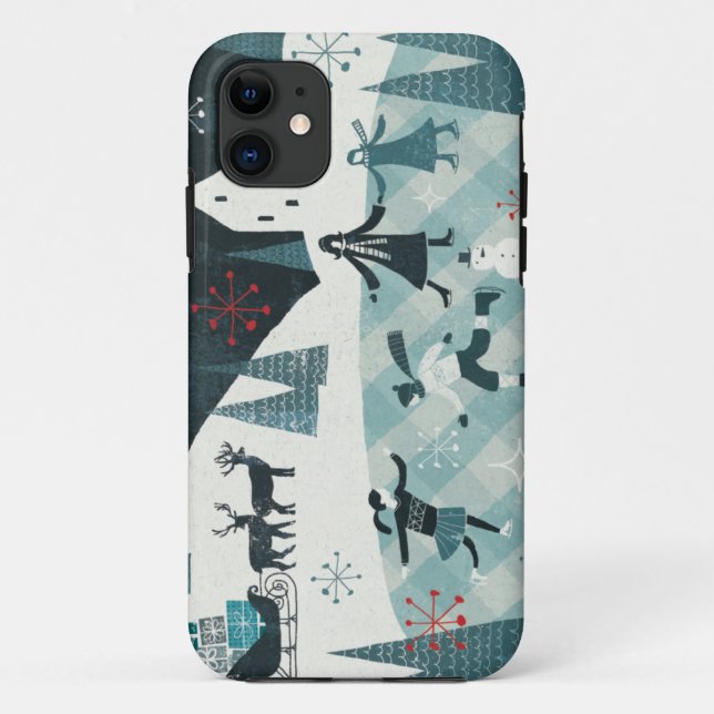 Coques Case-Mate iPhone Joyeuse scène de patinage de Christmastime (Dos)