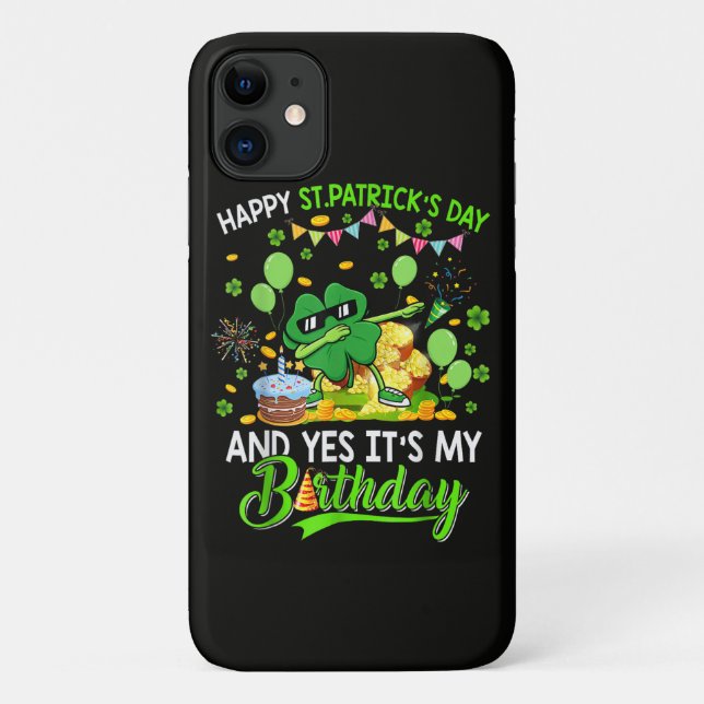 Coques Case-Mate iPhone Joyeuse St Patrick et shamrock de mon anniversaire (Dos)