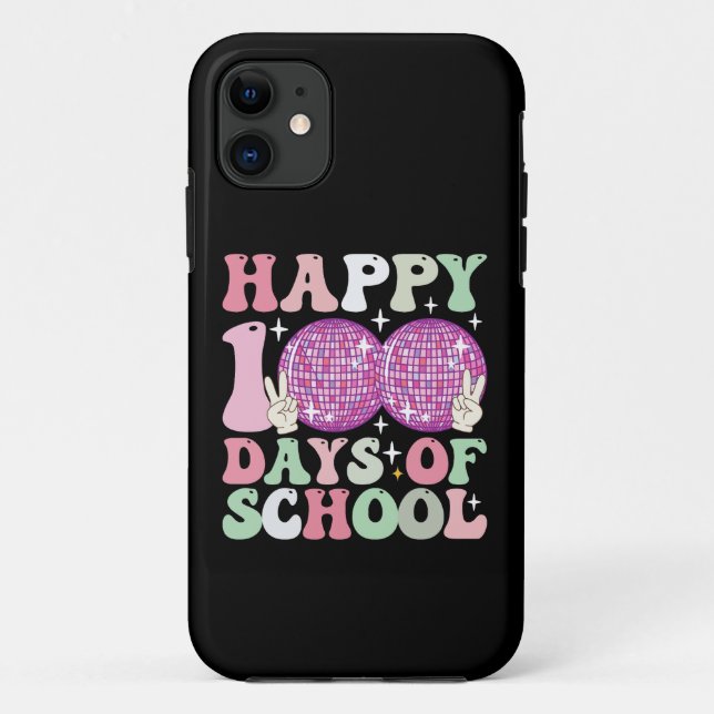 Coques Case-Mate iPhone Joyeux 100 Jours D'école Boule Disco Groovy Rétro (Dos)