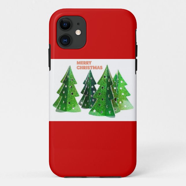 Coques Case-Mate iPhone Joyeux arbres de Noël verts (Dos)
