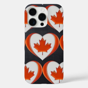 Coque iPhone 16 Pro Joyeux BI Love Canada Coeur Drapeau Feuille d'érab