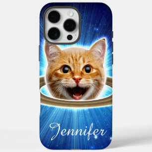 Coque iPhone 16 Pro Max Joyeux chat dans l'espace.