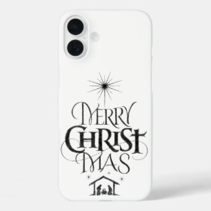 Coque Pour iPhone 16 Plus Joyeux Christ Mas Calligraphie religieuse de Noël