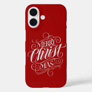 Coque Pour iPhone 16 Joyeux CHRISTmas Calligraphie de tableau de bord r