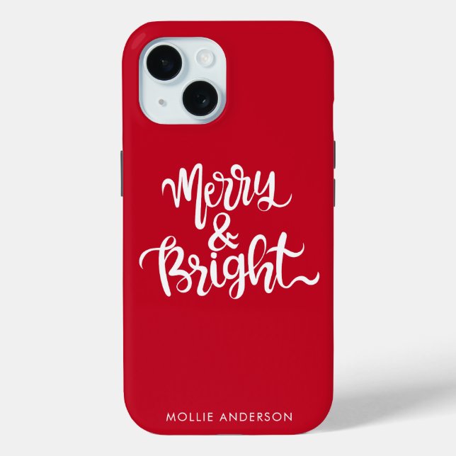 Coques Case-Mate iPhone Joyeux et brillant script de typographie rouge (Verso)