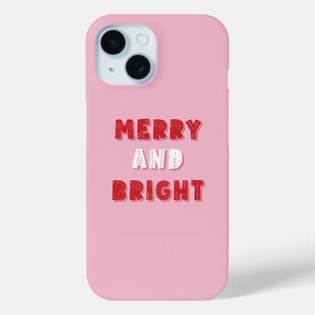 Coques Case-Mate iPhone Joyeux et lumineux, Joyeux Noël, Noël, Rose (Verso)