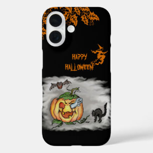 Coque Pour iPhone 16 Joyeux Halloween avec le Citrouille de chaume de c