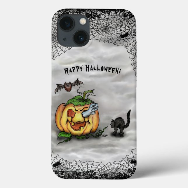 Coques Case-Mate iPhone Joyeux Halloween avec le Citrouille de chaume de c (Verso)