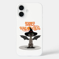 Joyeux Halloween. Chat avec ailes et casquette de 