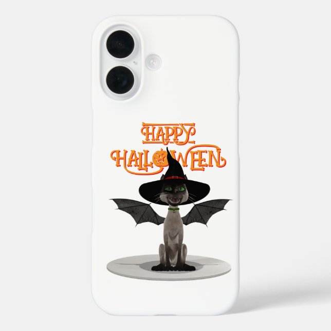 Coques Case-Mate iPhone Joyeux Halloween. Chat avec ailes et casquette de  (Verso)