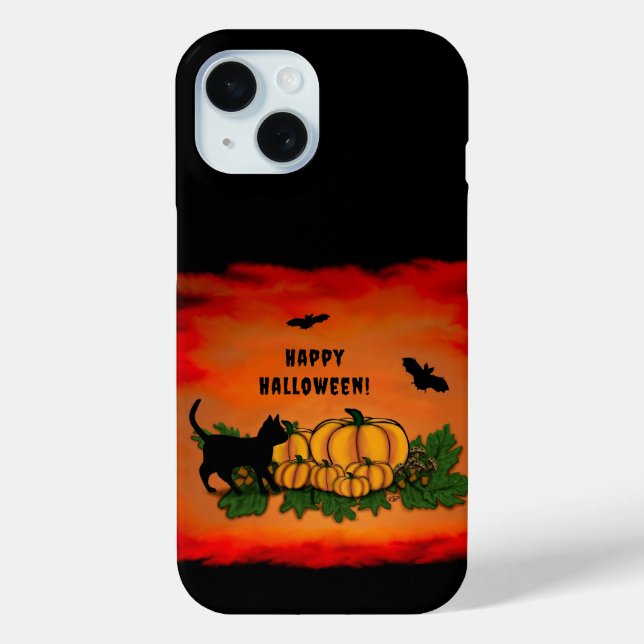 Coques Case-Mate iPhone Joyeux Halloween, Chat Noir, Chauve-souris et Citr (Verso)