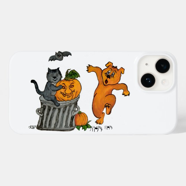 Coques Case-Mate iPhone Joyeux Halloween ! Chien et araignée de chauve-sou (Verso (horizontal))