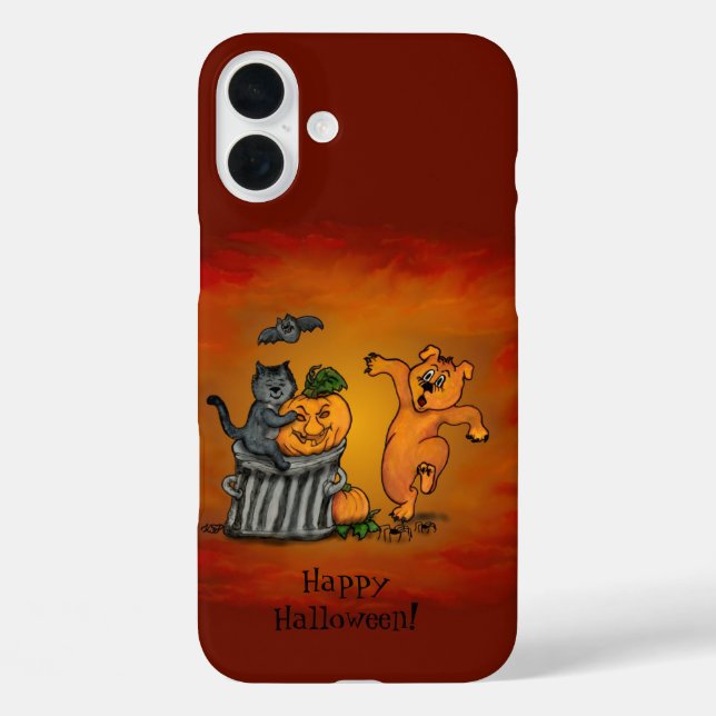 Coques Case-Mate iPhone Joyeux Halloween ! Chien et araignée de chauve-sou (Verso)