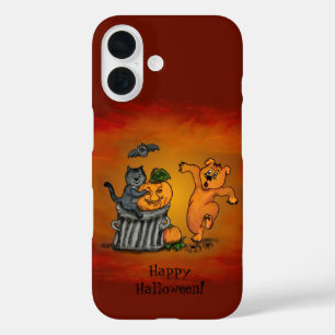 Coque Pour iPhone 16 Joyeux Halloween ! Chien et araignée de chauve-sou