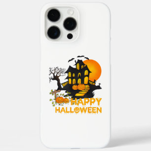 Coque iPhone 16 Pro Max Joyeux Halloween Citrouille Squelettique Maison Ha