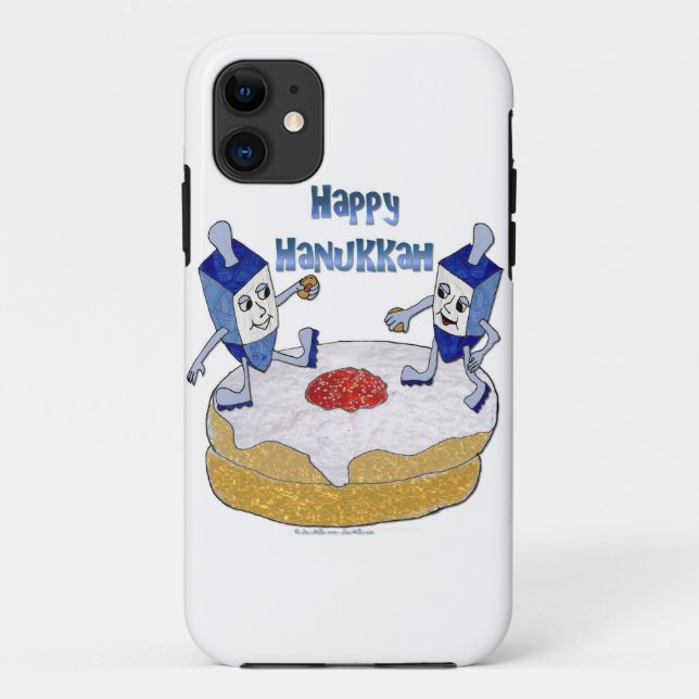 Coques Case-Mate iPhone Joyeux Hanukkah Toupie de Hanukkah Beignet (Dos)
