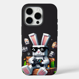 Coque iPhone 16 Pro Joyeux Jour de Pâques Joueur Vidéo Oeuf Lapin Jour